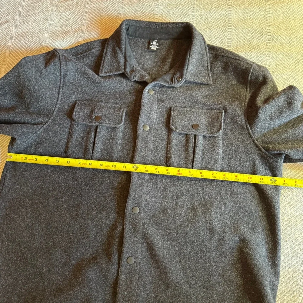 Woolx Wilder Shirt Jac Mens XL‎ Charcoal Grey Merino Wool Blend Overshirt Jacket